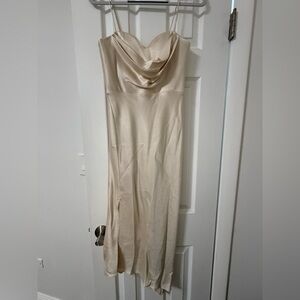 Alice + Olivia Champagne Satin Strapless Slip Dress